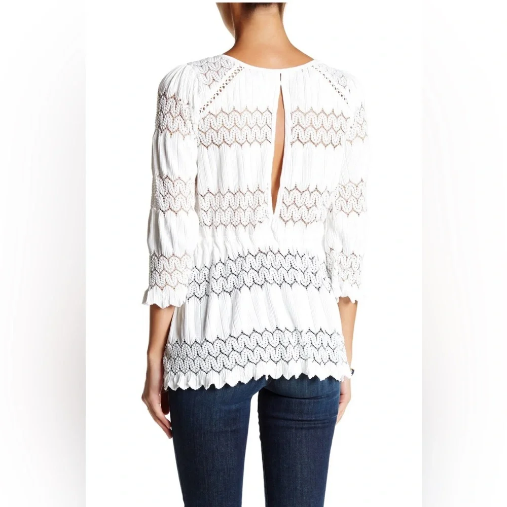 Free People Cream Lace Detail Blouse
